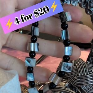 Aquarius Power Bracelet Black Agate with Abalone Healing Bracelet ⚡4 for $20⚡
